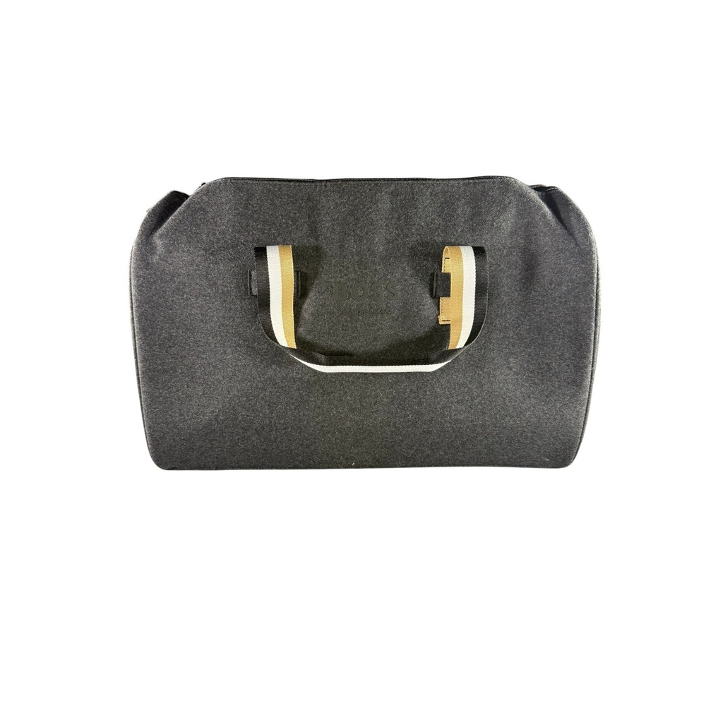 Hugo Boss Parfums Mens Grey Felt Weekender Duffel‎ Bag Overnight Travel Gym